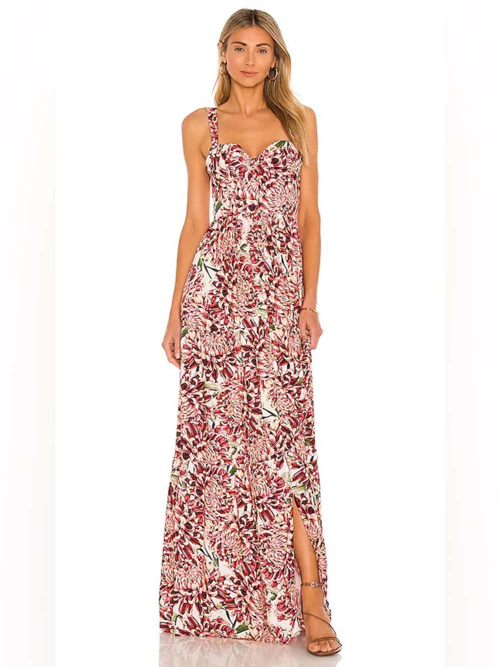 Agua Bendita Dunna Dress Maxi Floral Purple Beige Small
